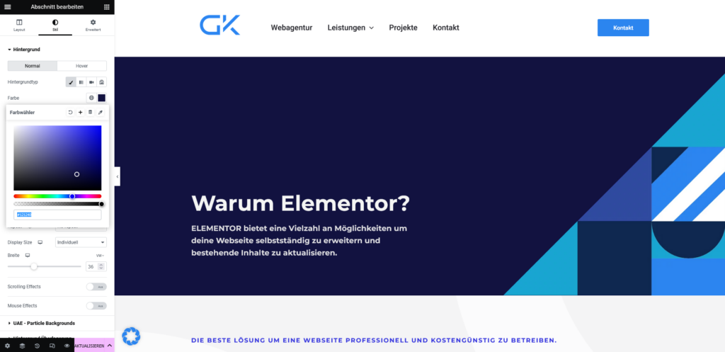 G&K Performance ELEMENTOR Farbe ändern
